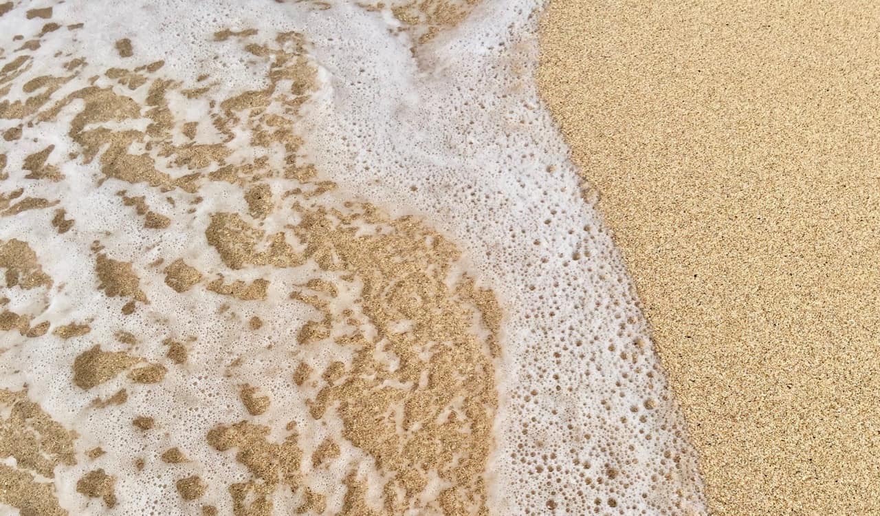 sandy beach foamy