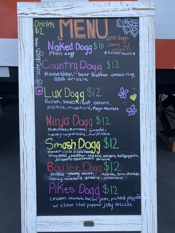 menu at Haute Doggs Maui
