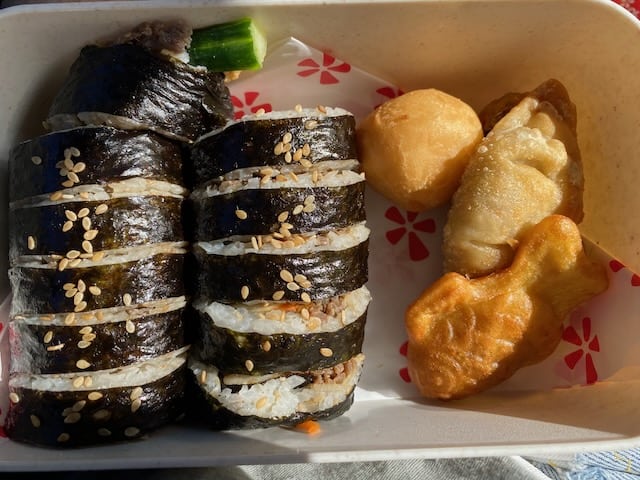 bento box goodies inside Teddy's Burgers